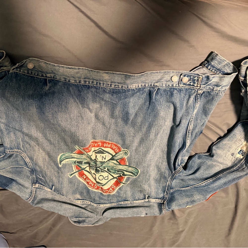 Ralph Lauren Blue Denim Jacket with Flag Patch - Picture 5 of 7